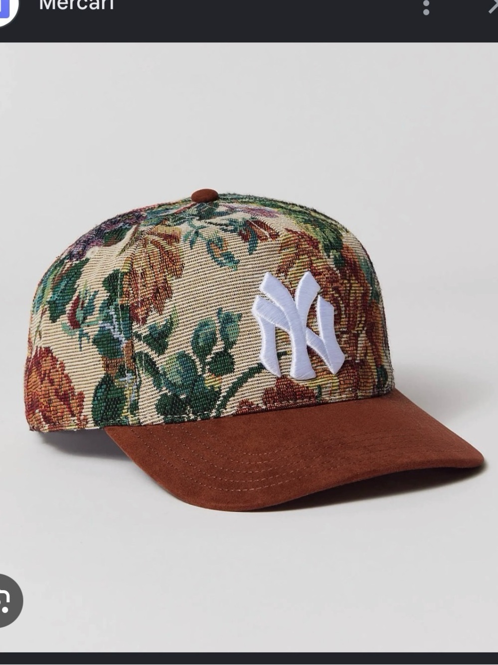 New Era Floral Tapestry NY Cap with Brown Suede Brim